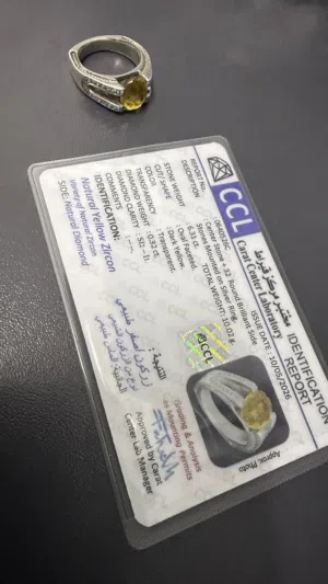 خاتم الماس طبيعي وحجر كريم زركون طبيعي للبيع