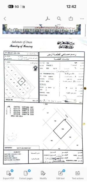 ارض سكنية في منطقة الجفنين خلف سكنات مصنع الاسمنت