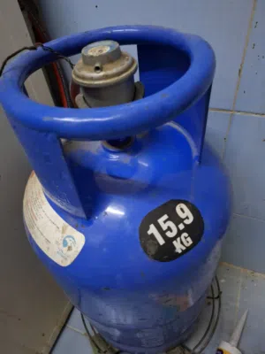 Gas cylinder with regulator and hose