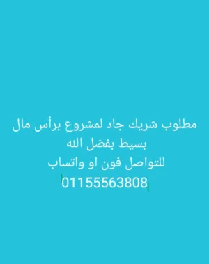 مطلوب شريك جاد للدخول في مشروع براس مال بسيط