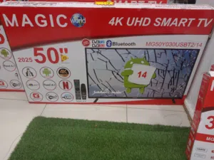 شاشة ماجيك 50 4K QLED سمارت بريميوم جوجل مع رسيفر أوامر صوتية مع قاعدة جدارية  عرض لمدة أسبوع
