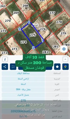 Residential Land for Sale in Salt Al Maghareeb