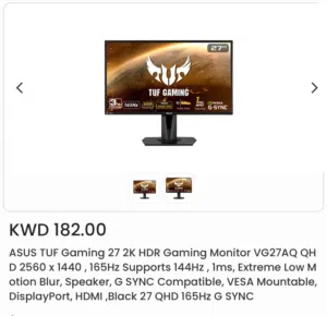 Asus tuf gaming monitor VG27AQ Asus 27inch 2k QHD Ips 165 hz الشاشه مظيفه ومافيها ديد بيكسل