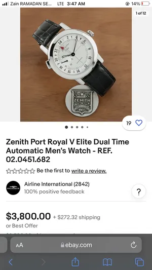 Zenith Port Royal V Elite Luxury Antique Automatic Men's Swiss Watch