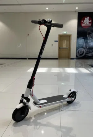 CRONY M365 in white lightweight folding electric scooter.