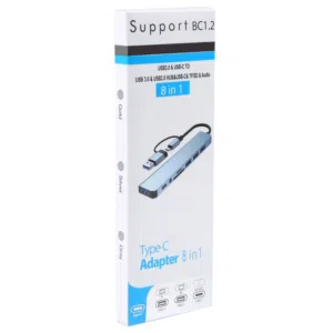 محوّل USB-C متعدد المنافذ 8 في 1 – ZEYMI USB Hub