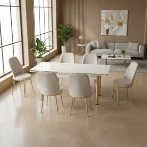 طاولة طعام DTT-163 مع 6 كراسي فاخرة