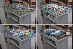 طاولات عرض طول 2متر و3متر مكاني جنزور للاتصال