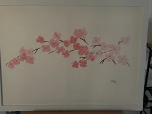 Elegant Floral Art Painting - Minimalist Pink Blossom