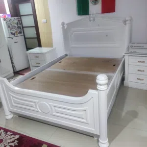 Bed with side tables and dressing table – White