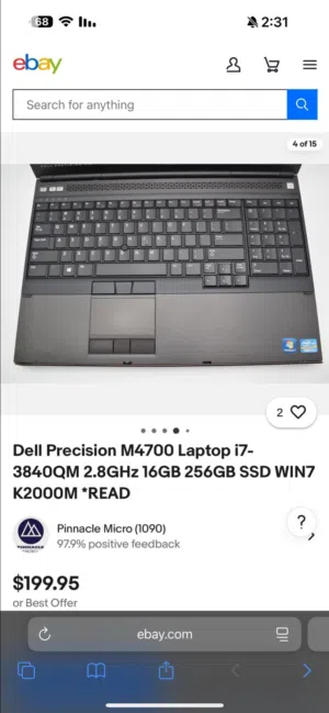 لابتوب DELL M4700 جدا جدا ممتاز وسريع لل تصفح ول برمجه ول العاب المتوسطه سعره 180 الف