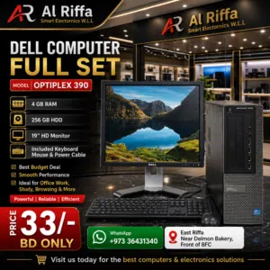 DELL Core i3 Computer Full Set 19" Monitor 4GB RAM + 256GB HDD (Ready To Use OS 10 Pro)