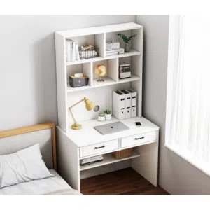 مكتب خشبي (عرض 80سم) مع رفوف علوية عالية لترتيب الاغراض