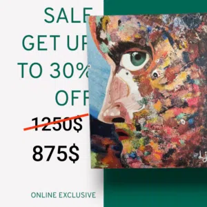 عنوان اللوحة: ازدحام الذات المقاس: 120 سم طول × 100 سم عرض الخامة: ألوان أكريليك على كانفاس