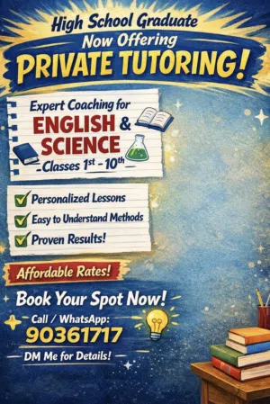 PRIVATE TUITION FOR ENGLISH AND SCIENCE FROM GRADES 1-10