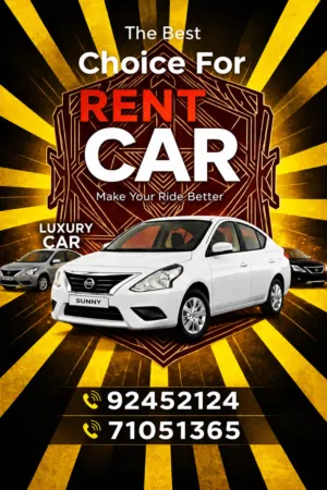 car avlaible for rent one meonth 110 contact number in image