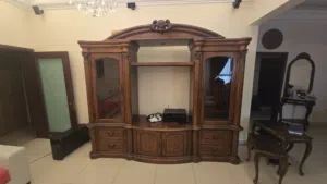 Classic Wooden TV Unit + Display Cabinets (4 pcs) – Negotiable