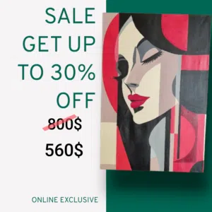 العنوان: هندسة الأنوثة النوع: فن تشكيلي – أسلوب تجريدي معاصر الخامة: ألوان أكريليك على قماش 90×120