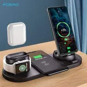 - FUNCTION APPLE CHARGING DOCK WITH WIRELESS CHARGING شاحن متعددة الوظائق مع ويرلس للابل