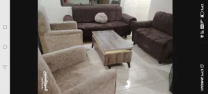 طقم كنب 7مقاعد بحاله ممتازه خشب سويد ولاتيه للبيع