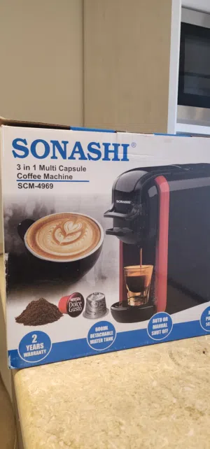 ماكينة تحضير قهوة إسبريسو 3 في 1 متعددة الكبسولات ml 1450 W600 4969-SM أسود / أحمر