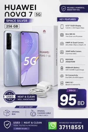 Huawei Nova 7 5G 256GB Space Silver Clean Condition