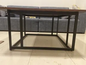 Woden top with metalic frame