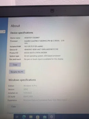 Dell laptop i7 16ram  windows 10 pro مستعمل