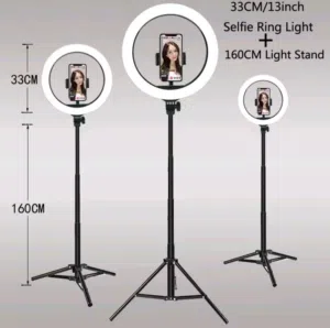 حلقة إضاءة LED مع حامل ثلاثي القوائم - مقاس 26-33 سم - للتصوير والفيديو