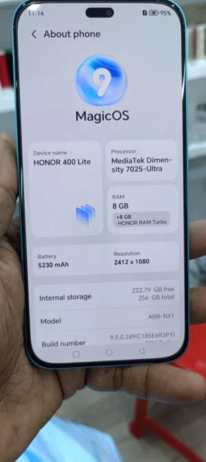 honor 400 lite box cable available 8gb +256 memory 11. warranty available