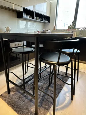 Black Counter Height Dining Table Set with 4 Chairs – Modern Kitchen Table