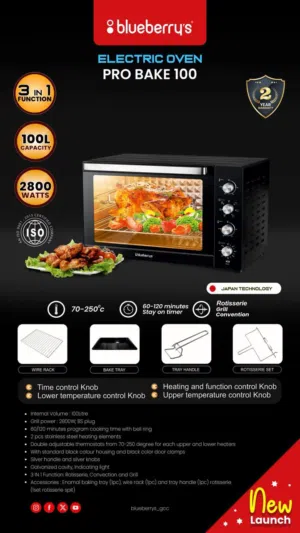 100LTR 3 in 1 Electric Oven ( Toaster Grill  Rotisserie)  2 year warranty Delivery available
