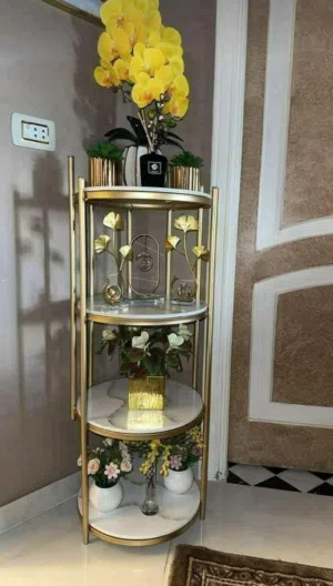ستاند ديكور رفوف معدن وخشب