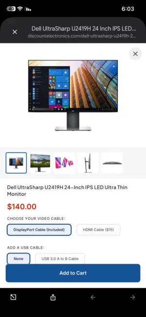 شاشة  حجم 24 بوصه يعني النحيف جدا Dell UltraSharp U2419H