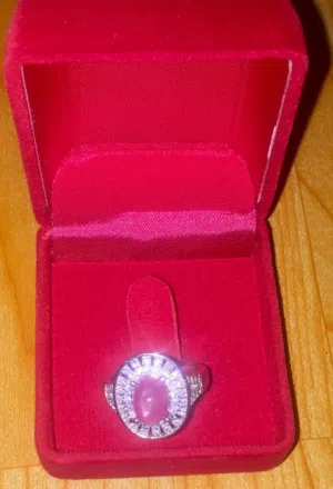 Sale 92.5% silver ring gold 14 points passionate with Ruby Gem Real Star + Cz White Very Beautiful