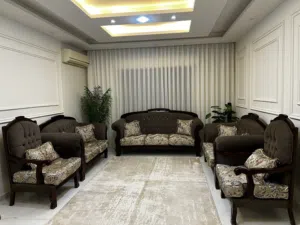 طقم كنب خشب سوّيد مع فضية