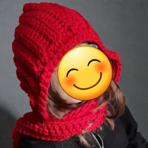 Handmade crochet hooded scarf scoodie red adult size chunky wool blend cash on delivery