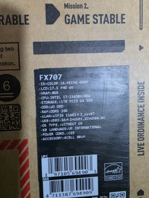 Asus شاشه 17 مستعمل قليل كارت شاشه 4070