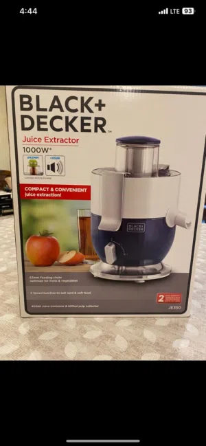 عصارة ماركة Black+Decker بلاك آند ديكر بالكرتون W 1000 واط قوية وممتازة