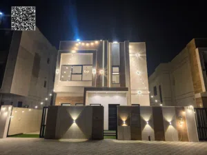 Luxury Villa for Sale in Al Helio 2, Ajman 4 Master Bedrooms Large Setback Stone Facade A