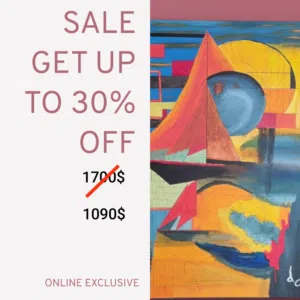 هندسة الروح المقاس: 120 × 100 سم الخامة: ألوان أكريليك على قماش الأسلوب: تجريد هندسي معاصر