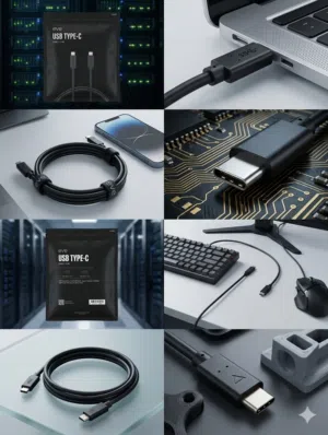 كيبل طاقة وبيانات بقدرة 100وات و10Gbps من ماركة eve Eve branded 1.0-meter USB Type-C cable 100watt