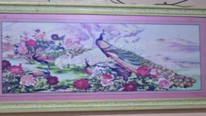 لوحة طاووس كبيرة خشب نوعية جيدة تخفيض