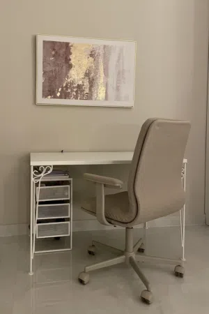 Study table with chair, desks & wall picture