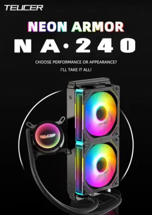 لمبرد TEUCER NEON ARMIR NA- ARGB، ونوضح بيه إنه 240mm ARGB وموجه لعشاق الأداء العالي.