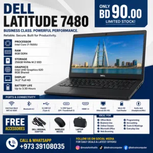 DELL Latitude intel Core i7 256GB SSD 7480 – Business Laptop  Only BD 90.00