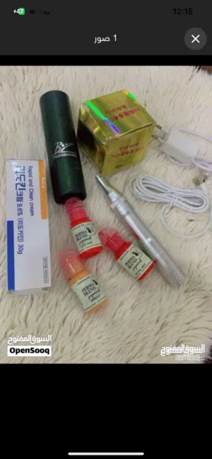جهاز توريد شفايف مع كامل اغراضه وجهاز مايكروبلندج مع مخدر و3 الوان ديرمابنت للبيع بسعر 100 دينار