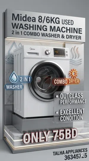 Midea 8/6KG Used Washing Machine 2 in 1 Combo Washer or Drayer Outclass Performance Excellent 75BD