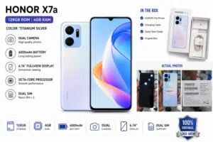 Honor X7a Smartphone 128 GB Titanium Silver New Condition