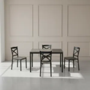 طقم طاولة طعام خشب بلوط داكن مع 4 كراسي - D01158RP